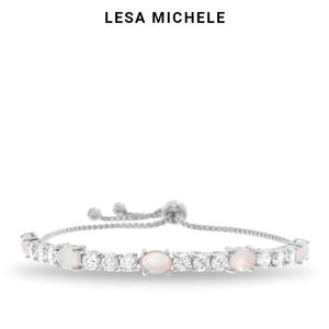 White Opal & Cubic Zirconia Adjustable Bracelet